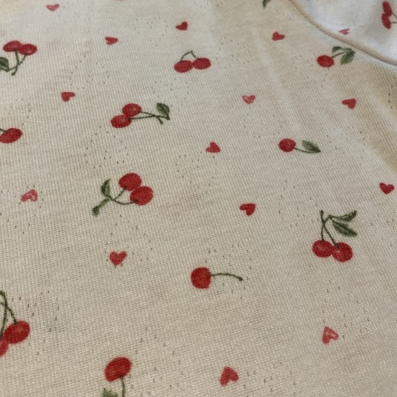 Laura Ashley Top White Red Cherry Heart AOP Cotton Modal M - Picture 4 of 8
